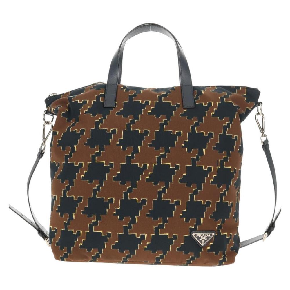 PRADA Hand Bag Nylon 2way Brown Silver Auth 148372 - Picture 13 of 16
